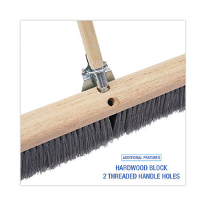 Floor Brush Head, 3" Gray Flagged Polypropylene Bristles, 36" Brush