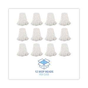 Premium Cut-end Wet Mop Heads, Rayon, 16oz, White, 12/carton