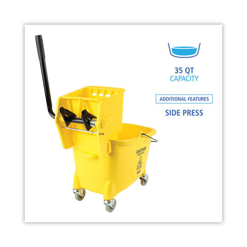 Pro-pac Side-squeeze Wringer/bucket Combo, 8.75 Gal, Yellow/silver