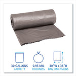 Load image into Gallery viewer, Low-density Waste Can Liners, 30 Gal, 0.95 Mil, 30&quot; X 36&quot;, Gray, 25 Bags/roll, 4 Rolls/carton
