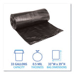 Load image into Gallery viewer, Low-density Waste Can Liners, 33 Gal, 0.5 Mil, 33&quot; X 39&quot;, Black, 25 Bags/roll, 8 Rolls/carton
