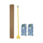 Load image into Gallery viewer, Looped End Mop Kit, Medium Blue Cotton/rayon/synthetic Head, 60&quot; Yellow Metal/polypropylene Handle
