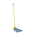 Load image into Gallery viewer, Looped End Mop Kit, Medium Blue Cotton/rayon/synthetic Head, 60&quot; Yellow Metal/polypropylene Handle

