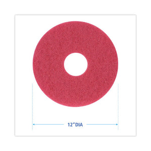 Buffing Floor Pads, 12" Diameter, Red, 5/carton