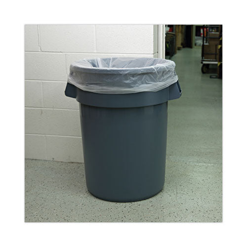 Round Waste Receptacle, 44 Gal, Plastic, Gray