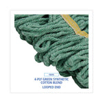 Load image into Gallery viewer, Super Loop Wet Mop Head, Cotton/synthetic Fiber, 5&quot; Headband, Small Size, Green, 12/carton
