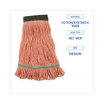 Load image into Gallery viewer, Super Loop Wet Mop Head, Cotton/synthetic Fiber, 5&quot; Headband, Medium Size, Orange, 12/carton
