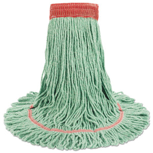 Super Loop Wet Mop Head, Cotton/synthetic Fiber, 5" Headband, Large Size, Green, 12/carton