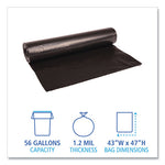 Load image into Gallery viewer, Recycled Low-density Polyethylene Can Liners, 56 Gal, 1.2 Mil, 43&quot; X 47&quot;, Black, 10 Bags/roll, 10 Rolls/carton
