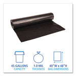 Load image into Gallery viewer, Recycled Low-density Polyethylene Can Liners, 45 Gal, 1 Mil, 40&quot; X 48&quot;, Black, 10 Bags/roll, 10 Rolls/carton
