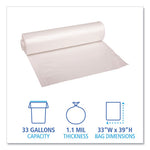 Load image into Gallery viewer, Recycled Low-density Polyethylene Can Liners, 33 Gal, 1.1 Mil, 33&quot; X 39&quot;, Clear, 10 Bags/roll, 10 Rolls/carton
