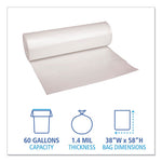 Load image into Gallery viewer, Recycled Low-density Polyethylene Can Liners, 60 Gal, 1.4 Mil, 38&quot; X 58&quot;, Clear, 10 Bags/roll, 10 Rolls/carton
