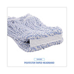 Load image into Gallery viewer, Mop Head, Floor Finish, Narrow, Rayon/polyester, Large, White/blue, 12/carton
