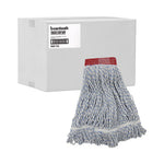 Load image into Gallery viewer, Mop Head, Floor Finish, Wide, Rayon/polyester, Large, White/blue, 12/carton
