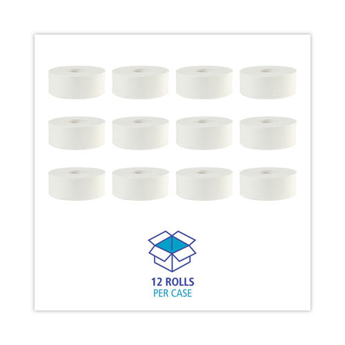 Jrt Bath Tissue, Jumbo, Septic Safe, 2-ply, White, 3.3" X 1,000 Ft, 12 Rolls/carton