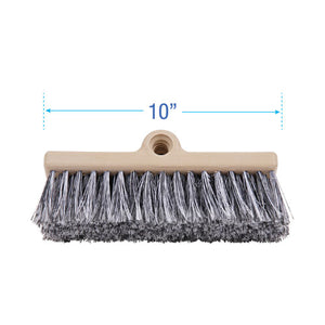 Dual-surface Black Polypropylene Bristles, 10" Brush, Brown Plastic Handle