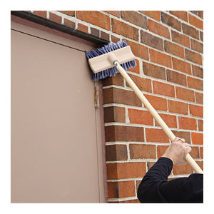 Dual-surface Black Polypropylene Bristles, 10" Brush, Brown Plastic Handle