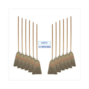 Parlor Broom, Corn Fiber Bristles, 55" Overall Length, Natural, 12/carton