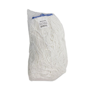 Cut-end Lie-flat Mop Head, Rayon, 16oz, White, 12/carton