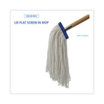 Load image into Gallery viewer, Cut-end Lie-flat Mop Head, Rayon, 16oz, White, 12/carton
