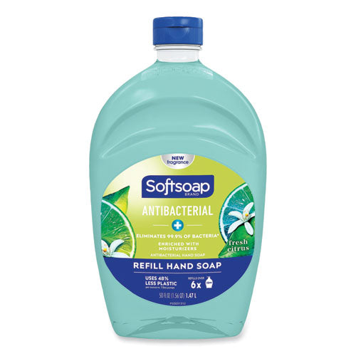 Antibacterial Liquid Hand Soap Refills, Fresh, 50 Oz, Green, 6/carton