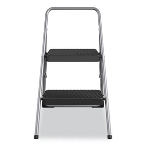 2-step Folding Steel Step Stool, 200 Lb Capacity, 28.13" Working Height, Cool Gray