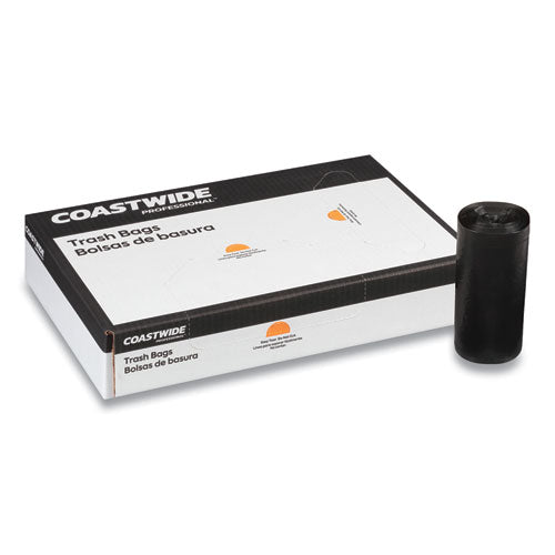 Reprocessed Resin Can Liners, 45 Gal, 1.5 Mil, 40" X 46". Black, 20 Bags/roll, 5 Rolls/carton