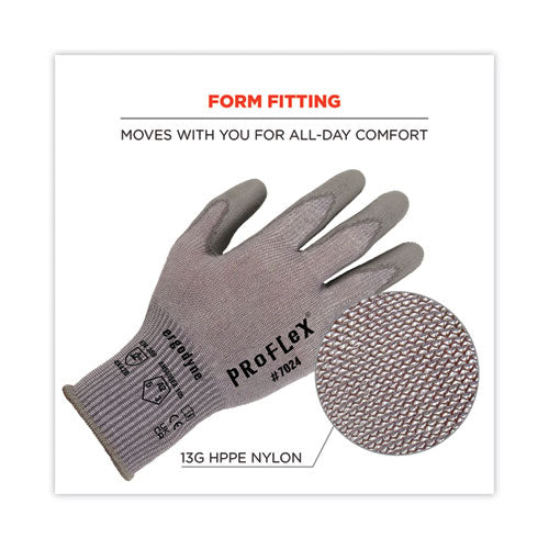 Proflex 7024 Ansi A2 Pu Coated Cr Gloves, Gray, 2x-large, Pair, Ships In 1-3 Business Days