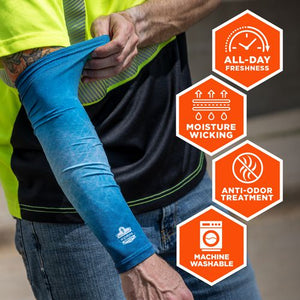 Chill-its 6695 Sun Protection Arm Sleeves, Polyester/spandex, X-large/2x-large, Blue, Ships In 1-3 Business Days