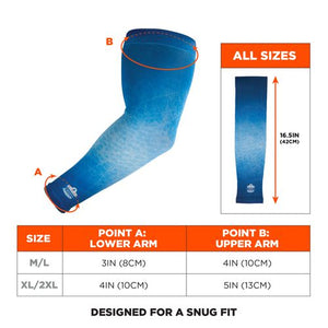 Chill-its 6695 Sun Protection Arm Sleeves, Polyester/spandex, X-large/2x-large, Blue, Ships In 1-3 Business Days