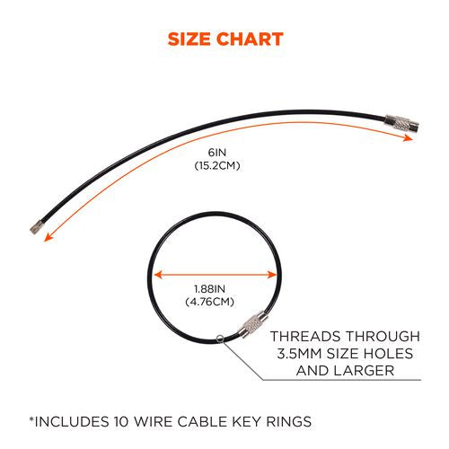 Arsenal 5719 Wire Cable Key Ring, 1.88" Dia, Iron, Black, 10/pack, Ships In 1-3 Business Days