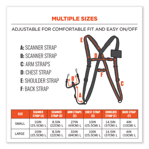 Squids 3138 Padded Barcode Scanner Lanyard Harness, 27" Arm Straps,18.5" Lanyard,black/orange/gray,ships In 1-3 Business Days