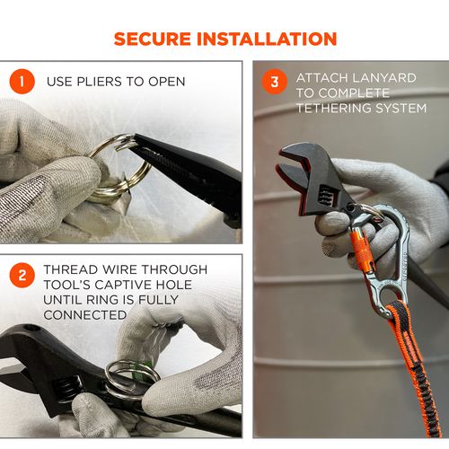 Squids 3785 Split Ring Tool Attachment, 2 Lb Max Working Capacity. 1" Dia, Silver, 10/pack, Ships In 1-3 Business Days