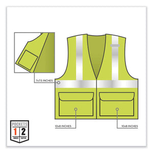 Glowear 8220hl Class 2 Standard Mesh Hook And Loop Vest, Polyester, 4x-large/5x-large, Lime, Ships In 1-3 Business Days