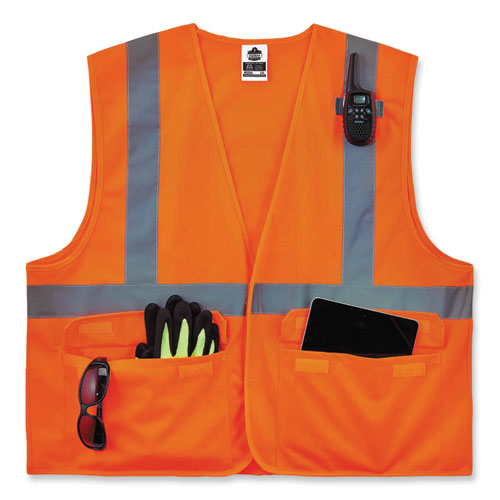 Glowear 8225hl Class 2 Standard Solid Hook And Loop Vest, Polyester, Orange, Large/x-large, Ships In 1-3 Business Days