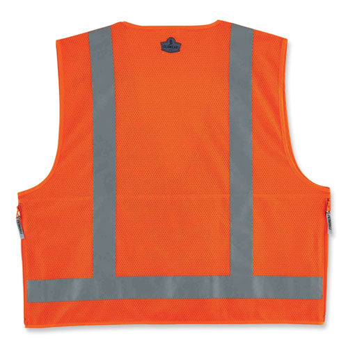 Glowear 8250z Class 2 Surveyors Zipper Vest, Polyester, 4x-large/5x-large, Orange, Ships In 1-3 Business Days