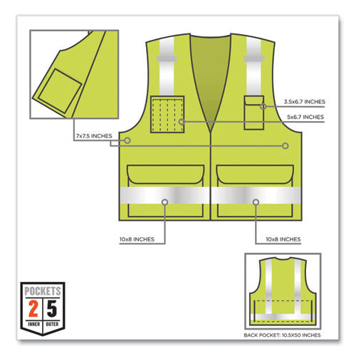 Glowear 8250z Class 2 Surveyors Zipper Vest, Polyester, 2x-large/3x-large, Lime, Ships In 1-3 Business Days