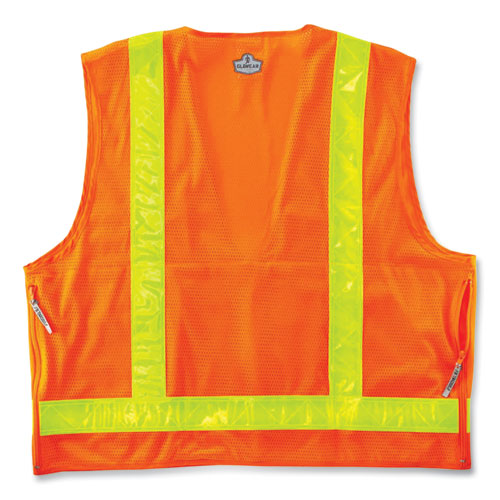 Glowear 8250zhg Class 2 Hi-gloss Surveyors Zipper Vest, Polyester, 2x-large/3x-large, Orange, Ships In 1-3 Business Days