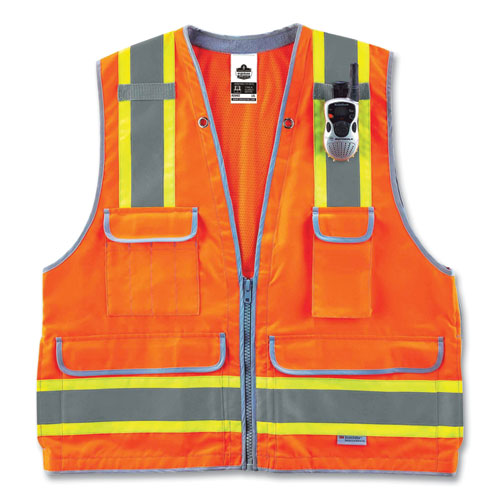 Glowear 8254hdz Class 2 Heavy-duty Surveyors Zipper Vest, Polyester, Small/medium, Orange, Ships In 1-3 Business Days