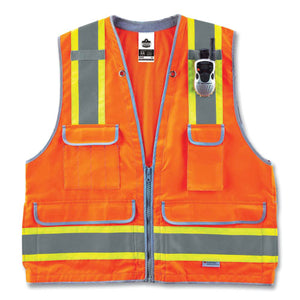 Glowear 8254hdz Class 2 Heavy-duty Surveyors Zipper Vest, Polyester, Small/medium, Orange, Ships In 1-3 Business Days