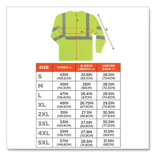 Glowear 8391 Class 3 Hi-vis Long Sleeve Shirt, Polyester, Lime, 3x-large, Ships In 1-3 Business Days