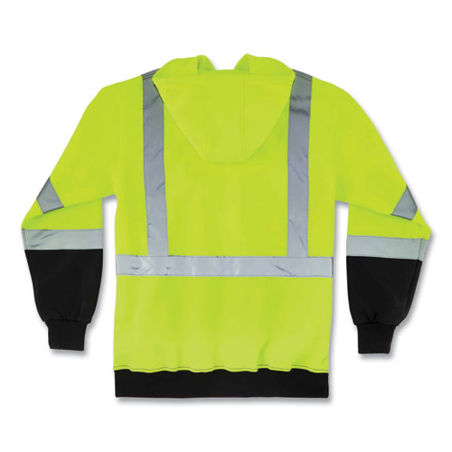 Glowear 8373 Hi-vis Class 3 Hooded With Sweatshirt Black Bottom, Polar Fleece, Lime, Medium, Ships In 1-3 Business Days