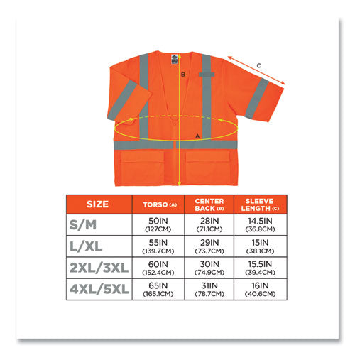 Glowear 8320z Class 3 Standard Zipper Vest, Polyester, 2x-large/3x-large, Orange, Ships In 1-3 Business Days
