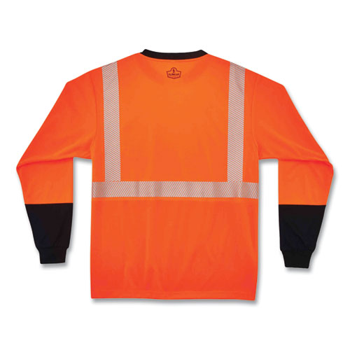 Glowear 8281bk Class 2 Long Sleeve Shirt With Black Bottom, Polyester, Small, Orange, Ships In 1-3 Business Days