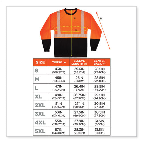 Glowear 8281bk Class 2 Long Sleeve Shirt With Black Bottom, Polyester, 3x-large, Orange, Ships In 1-3 Business Days