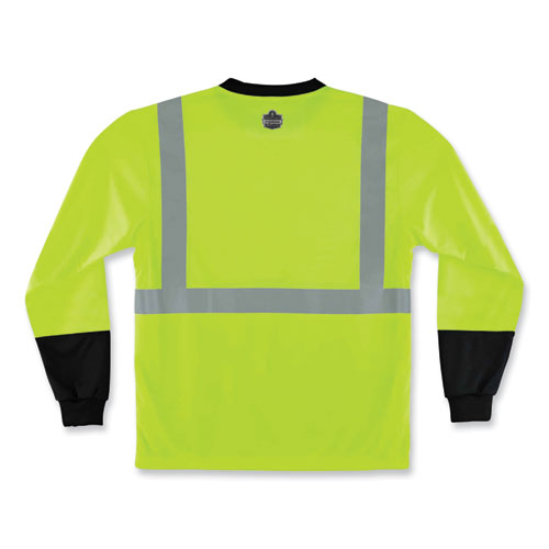 Glowear 8291bk Type R Class 2 Black Front Long Sleeve T-shirt, Polyester, 5x-large, Lime, Ships In 1-3 Business Days