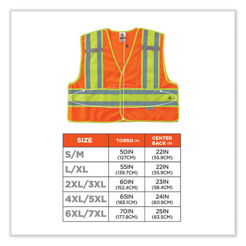 Glowear 8245psv Class 2 Public Safety Vest, Polyester, 4x-large/5x-large, Orange, Ships In 1-3 Business Days
