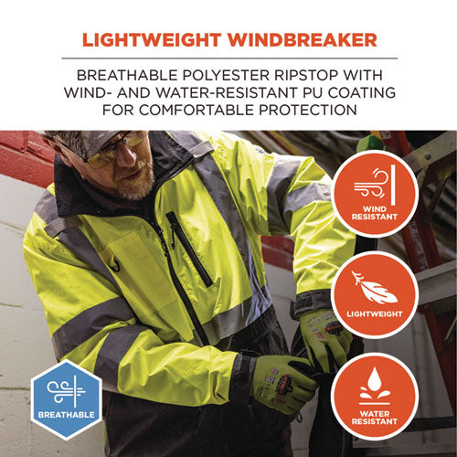 Glowear 8351 Class 3 Hi-vis Windbreaker Water-resistant Jacket, 2x-large, Lime, Ships In 1-3 Business Days