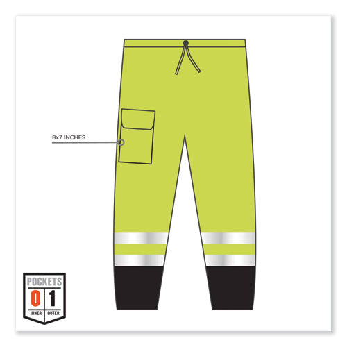 Glowear 8910bk Class E Hi-vis Pants With Black Bottom, Polyester, Large/x-large, Lime, Ships In 1-3 Business Days