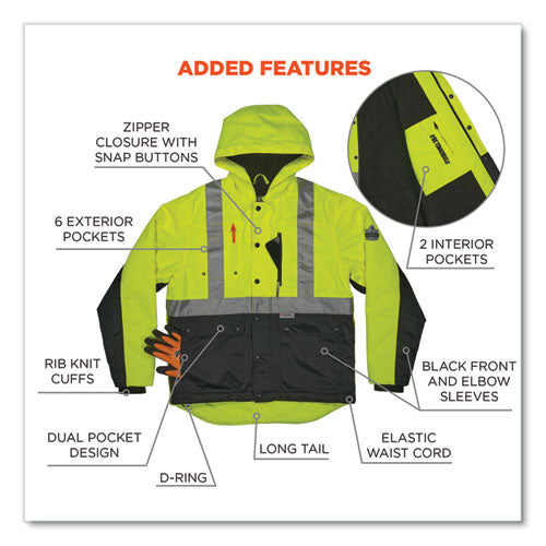 Glowear 8275 Class 2 Heavy-duty Hi-vis Workwear Sherpa Lined Jacket, X-large, Lime, Ships In 1-3 Business Days